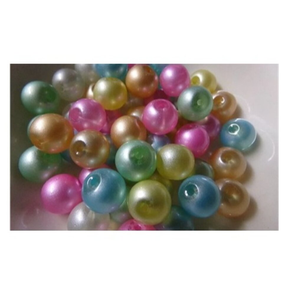 Mixed Opaque Glitterized Glass Beads 10mm